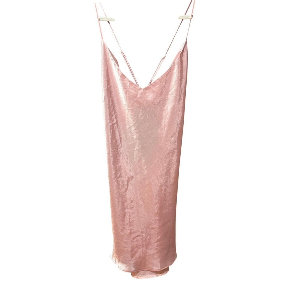 Victoria's Secret Pink Satin Slip Dress Open Back‎ Cross Strap Mini L Large